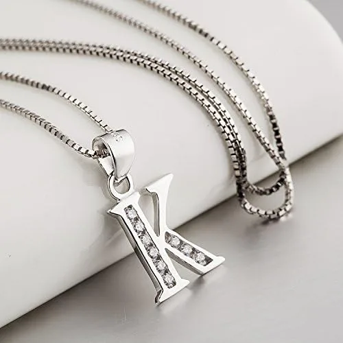 Vista 5 de Dijes personalizados para collar colgante con las 26 letras del alfabeto circonita cúbica plata esterlina S925