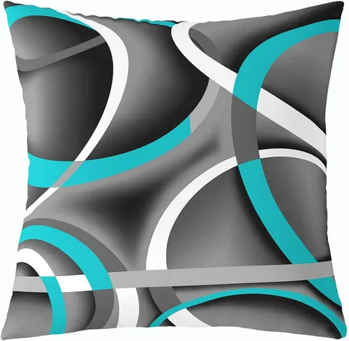 Vista 40 de Funda de almohada moderna con estampado de líneas geométricas de doble cara de 16 x 16 pulgadas, funda de almohada cuadrada suave con remolinos