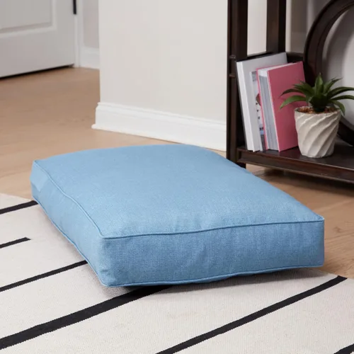 Vista 8 de Casey - Cama rectangular para perros (36 x 24 pulgadas) de mezclilla para interiores y exteriores, estilo almohada