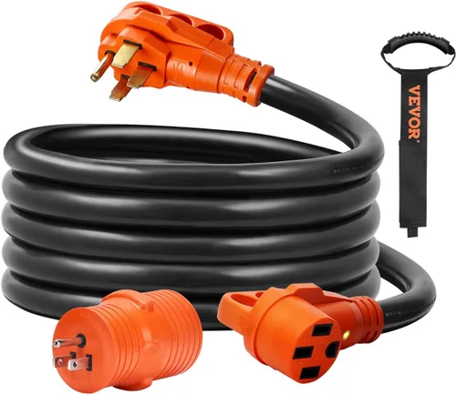 Vista 13 de VEVOR Cable de extensión de 50 amperios para RV, de 15 pies, cable de alimentación para RV resistente STW de calibre 6/3+8/1, enchufe macho NEMA