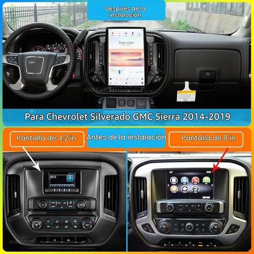 Vista 2 de Qualcomm Android 11 Radio de coche de 14.4 pulgadas para Chevrolet Silverado GMC Sierra 2014-2019 Actualización estéreo Tesla Style Dash 2K IPS