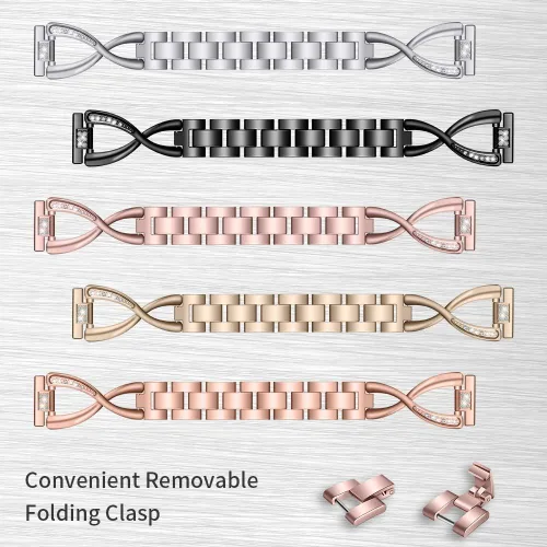 Vista 5 de TenCloud Accesorios de pulsera compatibles con Garmin Vivoactive 4S/Vivomove 3S/Forerunner 25S 265S/Venu 2S Bandas de reloj de acero inoxidable