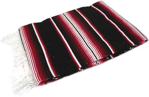 Vista 6 de Leos Imports Manta Mexicana Sarape Saltillo XL - 80 x 60 pulgadas (azul-gris sólido)