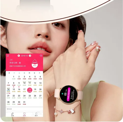 Vista 7 de Reloj inteligente para mujer, pantalla AMOLED Ultra-HD de 1.32 pulgadas, (responder/hacer llamadas) con asistente de voz NFC/AI, compatible
