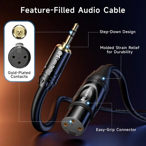Vista 6 de Cable Matters Cable desequilibrado de 0.138 in a XLR, macho a hembra, 3 pies Cable macho a XLR hembra de 1/8 de pulgada (0.138 in), desequilibrado