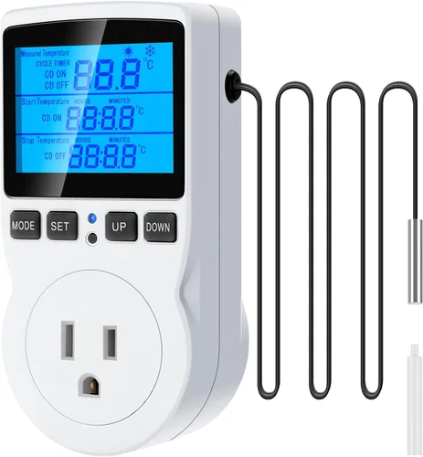 Vista 8 de MakerHawk Controlador digital de temperatura, controlador de termostato de 1800 W, 120 V, 15 A, botón giratorio, ajuste de botón de calefacción