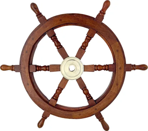 Vista 10 de Medieval Replicas Rueda de latón Rueda de barco de madera náutica 12 pulgadas, 12 pulgadas