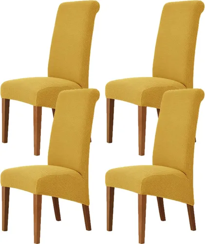 Vista 8 de Deisy Dee Fundas Elásticas XL/Extragrandes de Spandex Suave Extra Grande para Sillas de Comedor de Cocina, Protectores de Sillas Desmontables y Negro