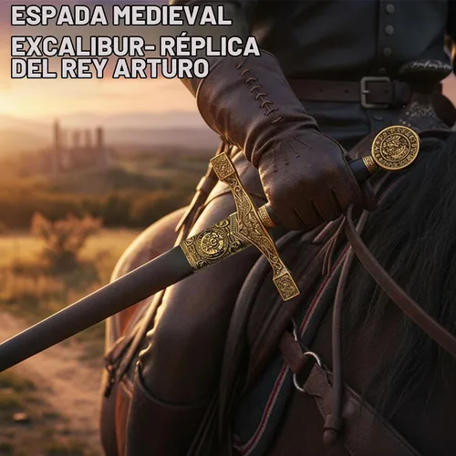 Vista 3 de SZCO Supplies Espada Excalibur de oro, negro
