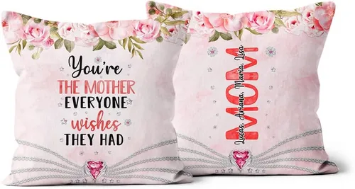 Vista 8 de Useful Gifts for Mom, World's Mom Ever Floral Flowers, Personalized Square Pillow, Gifts for Mother Women from Kids Children