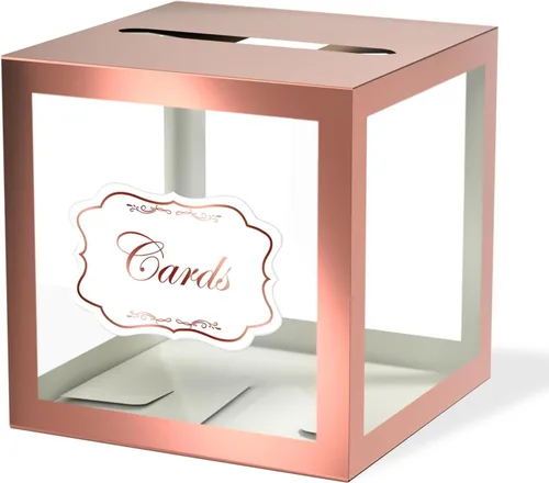 Vista 16 de WNINK Caja transparente para tarjetas de regalo, caja de recepción de tarjetas para cumpleaños, boda, compromiso, despedida de soltera o baby