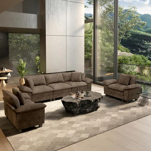 Vista 31 de HERA'S HOUSE Juego de sofás seccionales modulares de 2 piezas, juego de sofá de gran tamaño con loveseat y sillón, cómodos sofás nube con cojines