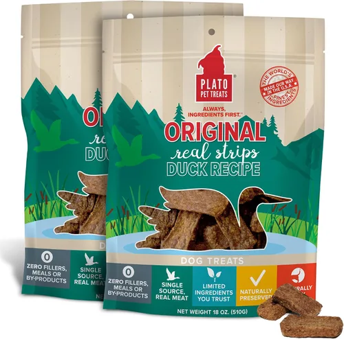 Vista 5 de PLATO Pet Treats - Tiras reales, barras de carne de perro, salmón de 18