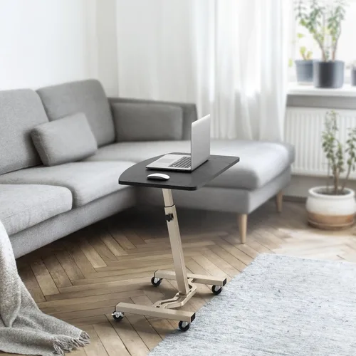 Vista 6 de Le Crozz Carrito móvil ajustable del balanceo del escritorio del soporte del ordenador portátil de la altura, altura ajustable de 28" a 33