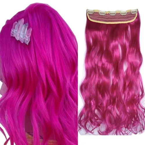Vista 10 de Extensiones de cabello sintético de 24 pulgadas, 4.23 onzas, color negro, 5 clips, extensiones de cabello sintético resistentes al calor #1 (negro)