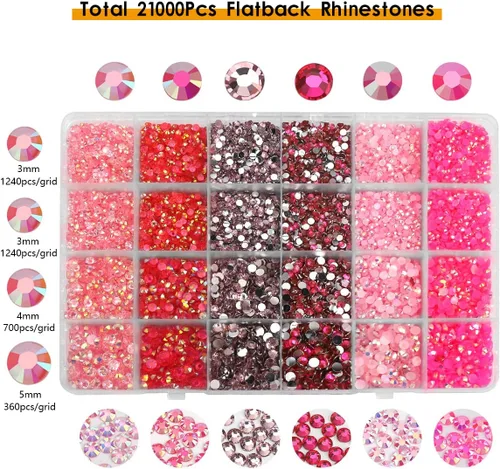 Vista 3 de Diamantes de imitación de resina con parte trasera plana, 21000 unidades de piedras preciosas de gelatina que no se calientan, 6