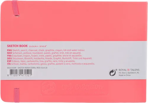 Vista 7 de Talens Art Creation Cuaderno de bocetos - Rojo coral - 8.3x5.8 in - 140gsm - 80 hojas - Papel sin ácidos para dibujo, diario y medios mixtos