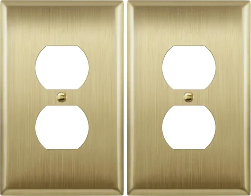 Vista 22 de LIDER Placa de pared de metal para receptáculo dúplex, cubierta de salida de acero inoxidable, resistente a la corrosión, tamaño mediano de 1