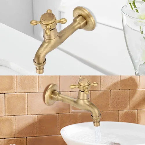 Vista 5 de Grifos de baño dorados, grifo de baño de un solo agujero, grifo de cascada para fregadero de baño, grifo de baño de latón para lavadora montado