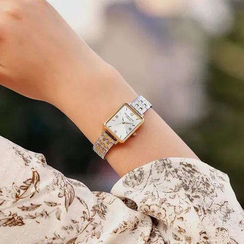 Vista 5 de VICTORIA HYDE Relojes para mujer, esfera de nácar verde, correa de cuero auténtico, caja rectangular clásica
