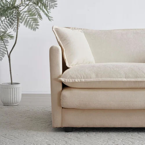 Vista 8 de Sofá modular, sofá seccional: 6 plazas reversible en forma de U con otomanas y almohadas para sala de estar, color beige