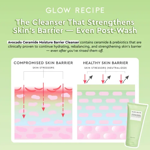 Vista 5 de Glow Recipe Limpiador facial con barrera de humedad y ceramida de aguacate, limpiador facial hidratante para piel seca, removedor de maquillaje