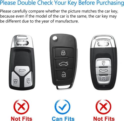 Vista 2 de OFFCURVE para Audi Funda de Llave, Carcasa de Llave de TPU Suave Premium de 360 Grados de Protección Completa Compatible con Audi A1 A3 Q3 Q7 R8 A6L