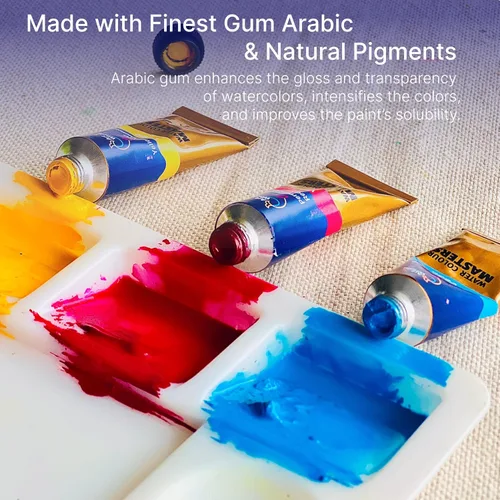 Vista 4 de Juego de pintura de acuarela de 12 colores, tubos de 0.5 fl oz, acuarelas de alto pigmento, mezcla suave y transparencia, apto para viajes,