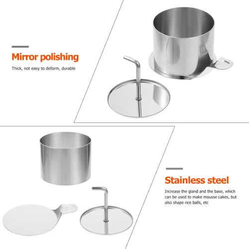 Vista 9 de OSALADI Anillo para pastel, molde redondo de acero inoxidable para mousse de postre con empujador y levantador de anillos de cocina