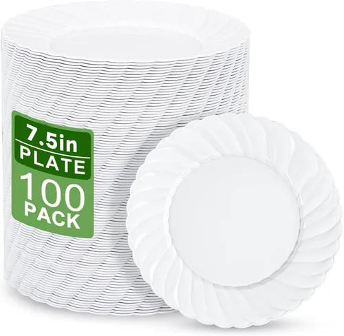 Vista 12 de U-QE 60 piezas de platos de plástico transparente - Platos desechables transparentes de 10.25 pulgadas - Platos lavables y reutilizables - Platos
