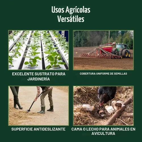 Vista 5 de Nature's Seed Cascos de arroz para jardinería, plantas y ropa de cama de pollo, 45 libras