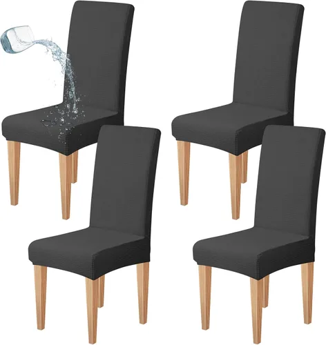 Vista 15 de Dioxide Juego de 4 fundas impermeables para sillas de comedor, fundas elásticas para sillas de comedor, fundas para sillas Parson, extraíbles
