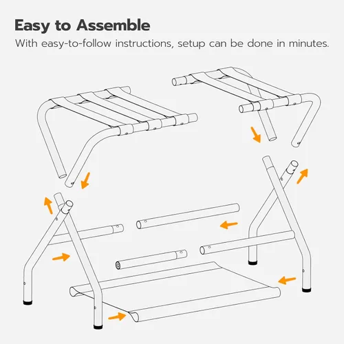 Vista 2 de HOOBRO Portaequipajes, soporte plegable para maleta con estante de almacenamiento de tela para habitación de invitados, dormitorio, hotel, soporta