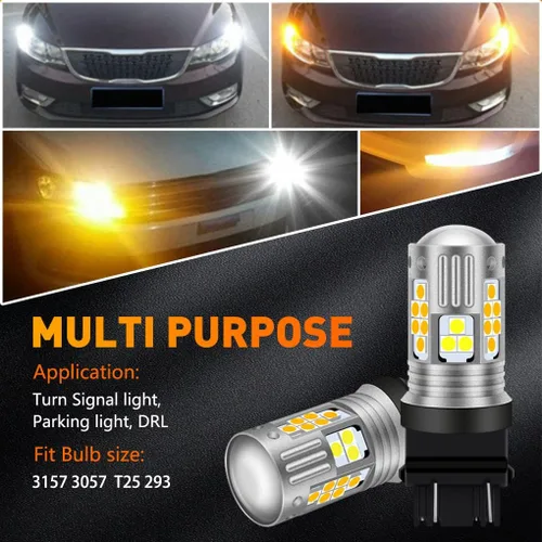 Vista 5 de Bombillas LED de señal de giro superbrillantes de 9-16 V 3157 3156 3057 4157 con lente de proyector para luces intermitentes, luces traseras