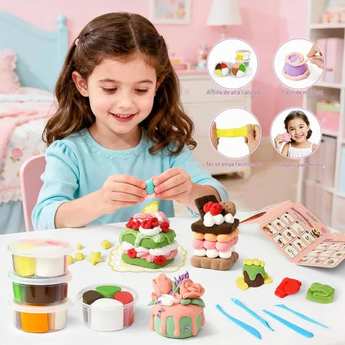 Vista 5 de Arcilla seca al aire para niños, kit de arcilla para modelar, 12 cajas modelo de artes mágicas y manualidades para niños con herramientas