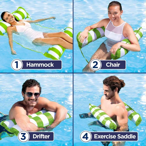Vista 3 de Aqua Original Monterey - Hamaca flotante 4 en 1 para piscina y hamaca de agua, multiusos, inflable para adultos, material patentado de PVC grueso