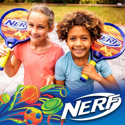 Vista 7 de Nerf Small Driveway Tennis Set for Kids - 2 Player Kids Tennis Set - Rackets and Foam Ball - Indoor + Outdoor - (2) Rackets + Foam Ball Included
