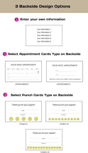Vista 3 de Tarjetas de visita personalizadas, impresión a todo color de 2 caras, para pestañas, uñas y salón de belleza, 16 puntos (papel grueso de 350 gsm)