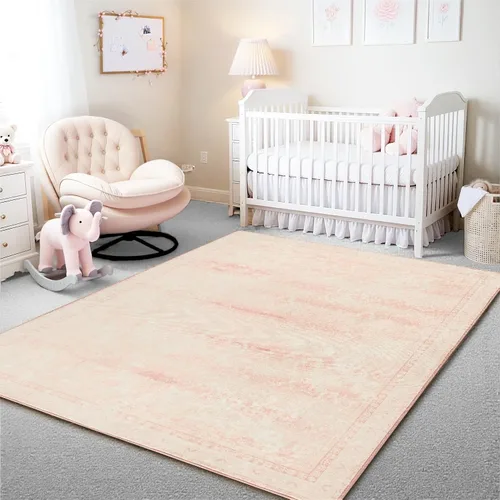 Vista 312 de Istana Alfombra larga antideslizante de 2.5 x 8 para el hogar, para pasillo y cocina, lavable, sedosa y suave al tacto, elegante, color azul y marfil