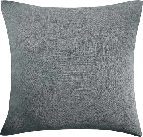 Vista 10 de Deconovo Almohada decorativa de lino sintético para el hogar, hecha a mano, a cuadros, para sofá, 18 x 18 pulgadas, gris oscuro y blanco
