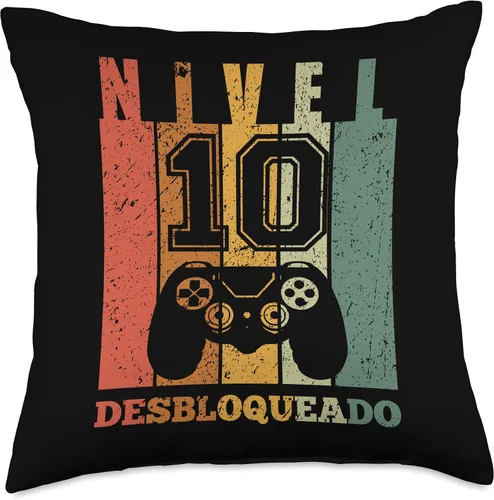 Vista 5 de 10 Años Regalo Cumpleaños Para Hombre, Niño Regalo Años Gamer Nivel 10 Desbloqueado - Almohada (16 x 16 pulgadas), multicolor