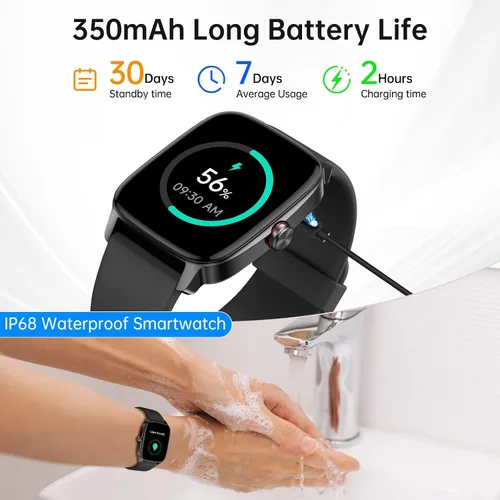 Vista 8 de Relojes inteligentes para mujeres y hombres con llamada Bluetooth y voz IA, rastreador de fitness HD de 1.85" con monitor de frecuencia cardíaca