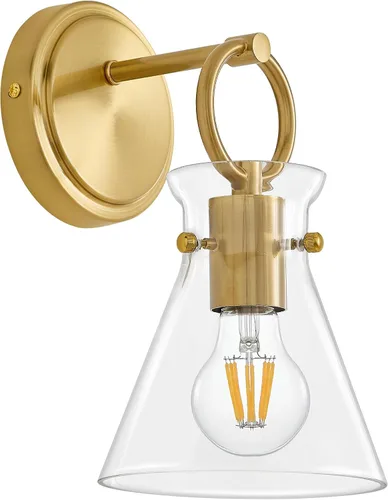 Vista 9 de Aplique de Pared Dorado de 1 Luz Cableado Montaje en Pared Estilo Moderno Rústico Accesorios de Luz de Tocador con Pantalla de Vidrio Transparente
