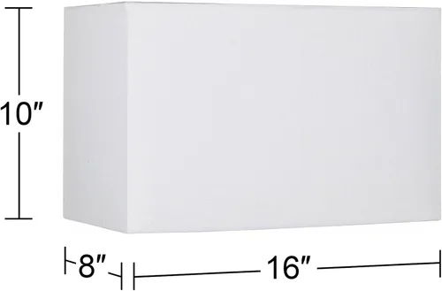 Vista 3 de Pantalla de lámpara de 16 pulgadas x 8 pulgadas de profundidad x 10 pulgadas de alto (premontada), juego de 2 grandes rectangulares blancos de tela