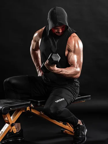 Vista 4 de DRSKIN Paquete de 2 o 1 camiseta sin mangas con capucha para hombre, culturismo, corte muscular, sin mangas, para entrenamiento de gimnasio