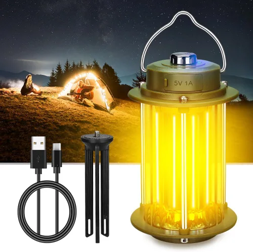 Vista 9 de Linterna de campamento recargable, 3 modos de luces de campamento regulables, 3200 mA de batería de alta capacidad, linterna de huracán, IPX4