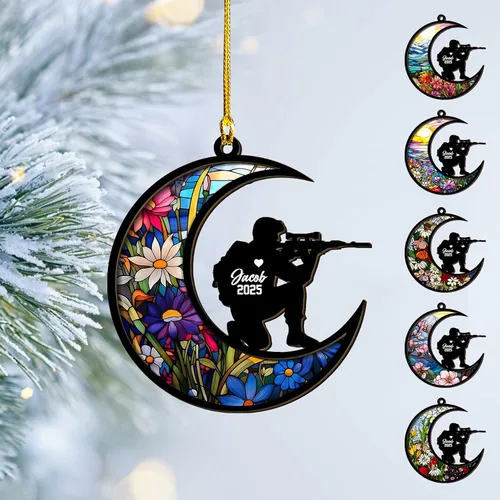 Vista 12 de Adornos de Navidad del ejército estadounidense, adorno de veterano para hombres y mujeres, adornos patrióticos para decoración de árbol de Navidad