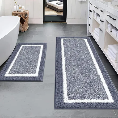 Vista 48 de Pauwer Juego de baño, alfombras de baño antideslizantes, alfombras de ducha absorbentes para suelo de baño, bañera y ducha, color azul aguamarina