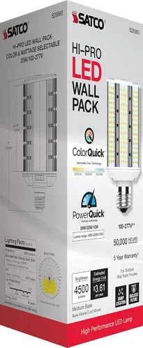 Vista 12 de Satco 28980-30W/LEDWP/CCT/E26/100-277V S28980 Omni Direccional Inundación HID Bombilla LED de repuesto