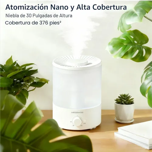 Vista 3 de MegaWise Humidificadores de niebla fría de recarga superior saludable para dormitorio, vaporizador de aire ultrasónico de 24 dB con filtro de agua